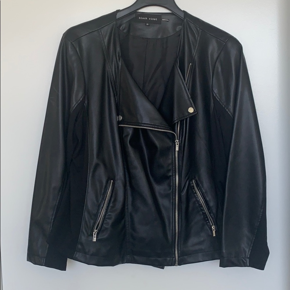 Worn once, pleather Moto-jacket